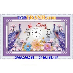 Tranh thêu đồng hồ vợ chồng